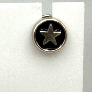 Star Emblem Silver Black Lapel Pin Back Brooch Costume Jewelry